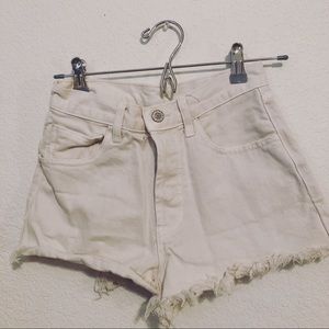 high wasted white jean shorts